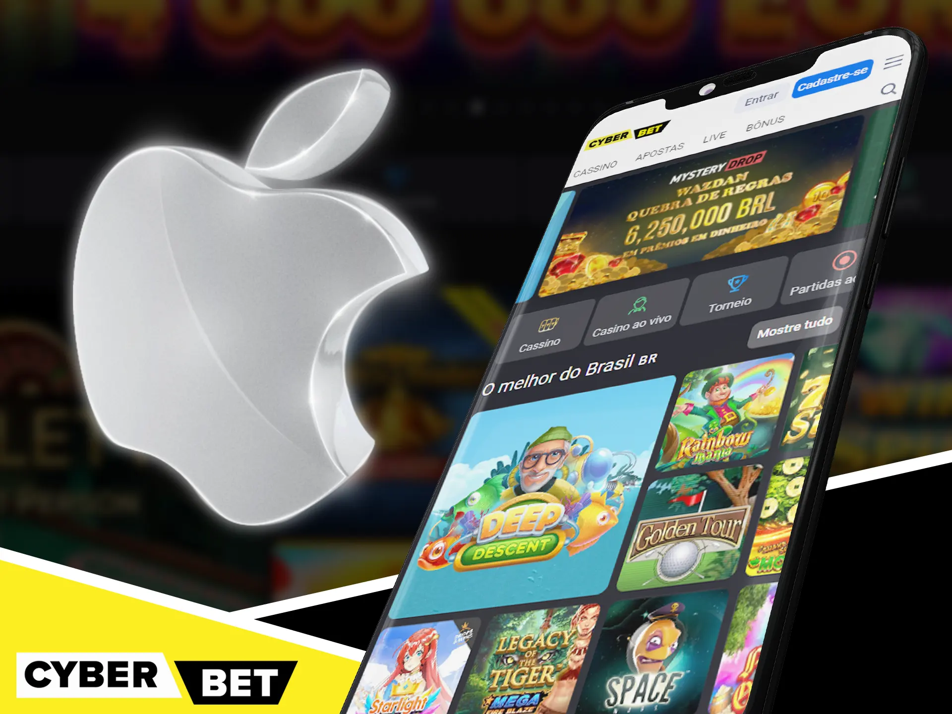 Instale o aplicativo Cyber Bet em seu dispositivo iOS.