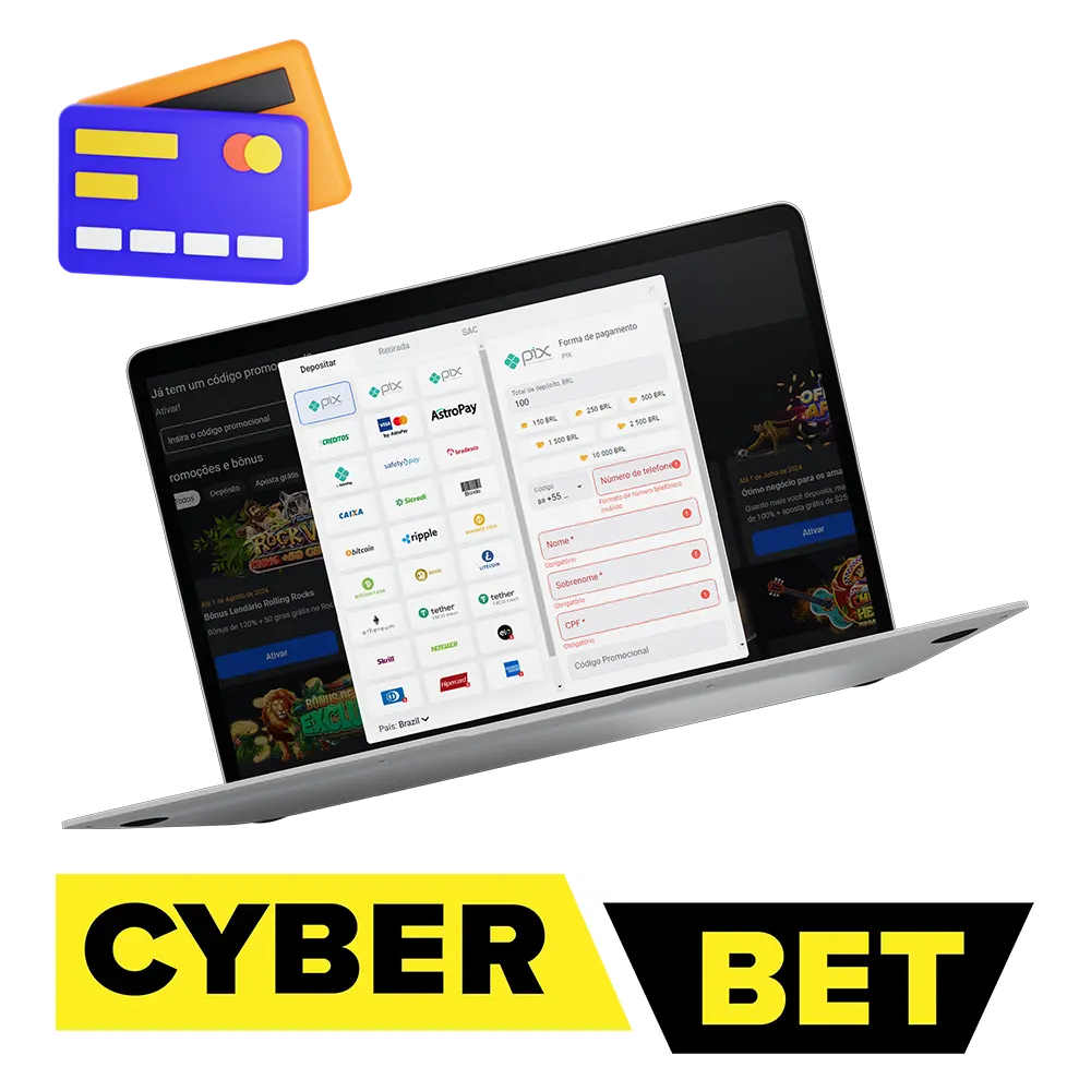 Faça seu primeiro depósito no Cyber Bet.
